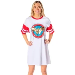 DC Comics Women's Wonder Woman Classic Logo Nightgown Pajama Shirt Dress White -Pure Wear Store GUEST c3206137 c50e 45c7 a0e5 faee7d363f15