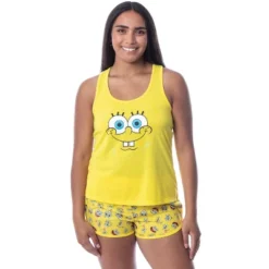 Nickelodeon SpongeBob SquarePants Womens' Faces Tank Pajama Short Set Yellow -Pure Wear Store GUEST c5215745 3614 4b05 962c c43274dc81e0