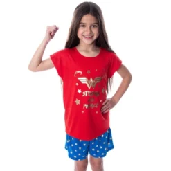 DC Comics Girls' Wonder Woman Strong And Fierce Shirt And Shorts Pajama Set Strong And Fierce -Pure Wear Store GUEST c9235d43 f176 4c65 aea5 839d25f501be