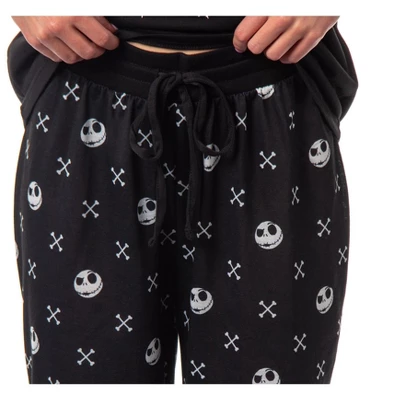 The Nightmare Before Christmas Women's Jack Skellington Jogger Pajama Set Black 2 The Nightmare Before Christmas Women's Jack Skellington Jogger Pajama Set Black - Image 2