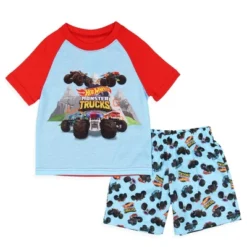 Hot Wheels Toddler Boy's Monster Trucks Toys Tossed Print Pajama Set Short Blue -Pure Wear Store GUEST d32df90d 7282 4079 a0a1 74a10dbfc58b