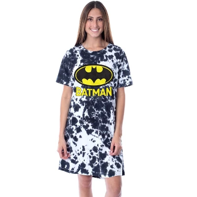 DC Comics Batman Womens' Bat Symbol Nightgown Sleep Pajama Shirt Tie-Dye Multicolored 3 DC Comics Batman Womens' Bat Symbol Nightgown Sleep Pajama Shirt Tie-Dye Multicolored - Image 3