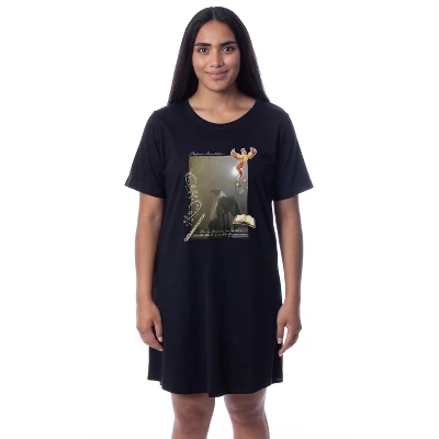 Harry Potter Womens' Albus Dumbledore Photograph Sleep Pajama Shirt Black 3 Harry Potter Womens' Albus Dumbledore Photograph Sleep Pajama Shirt Black - Image 3