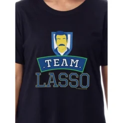 Ted Lasso Mens' TV Series Show Team Nightgown Sleep Pajama Shirt Crewneck Black