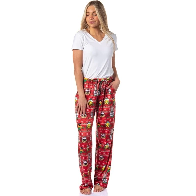 Looney Tunes Womens' Christmas Character Santa Bugs Taz Daffy Pajama Pants Red 1 Looney Tunes Womens' Christmas Character Santa Bugs Taz Daffy Pajama Pants Red