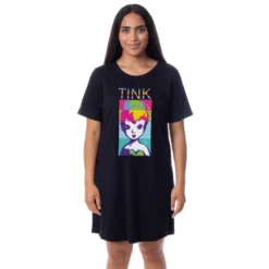 Disney Womens' Tinker Bell Pop Art Character Nightgown Sleep Pajama Shirt Black -Pure Wear Store GUEST dc472534 cd9a 4bdd acb5 b7239bc82659
