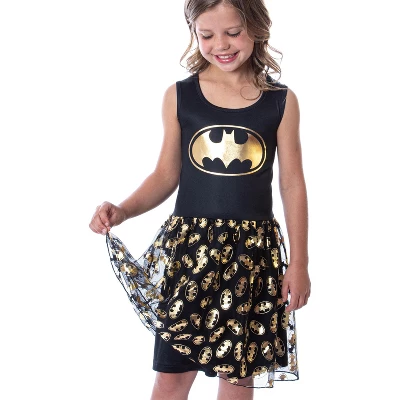DC Comics Girl's Batman Logo Tank Nightgown Costume Pajama Dress Black 2 DC Comics Girl's Batman Logo Tank Nightgown Costume Pajama Dress Black - Image 2