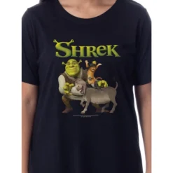 DreamWorks Shrek Womens' Donkey Puss In Boots Nightgown Sleep Pajama Shirt Black