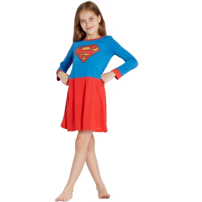 Supergirl Girls Big Flyaway Superhero Costume Pajama Nightgown 2 Supergirl Girls Big Flyaway Superhero Costume Pajama Nightgown - Image 2