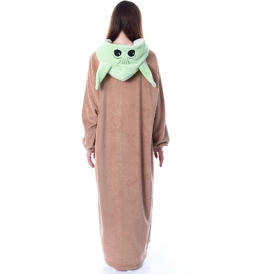 Star Wars The Mandalorian Baby Yoda Costume Adult Wearable Blanket Pullover Robe Brown 2 Star Wars The Mandalorian Baby Yoda Costume Adult Wearable Blanket Pullover Robe Brown - Image 2
