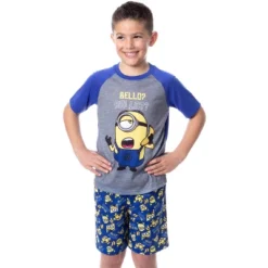 Despicable Me Boys' Minions Bello? Raglan Sleep Pajama Set Shorts Shirt Multicolored -Pure Wear Store GUEST eb738179 7e5a 420d 852e 77884d77782e