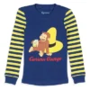Curious George Toddler Boys' Tight Fit Striped Sleep Pajama Set Long Sleeves Blue