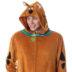 Scooby-Doo Mens' Hooded Union Suit Adult Costume Pajama Sleeper Brown