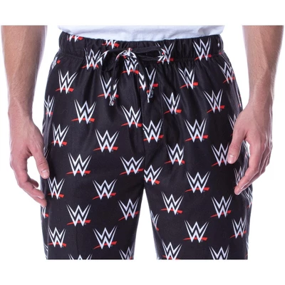 WWE Men's Allover WWE Logo Pattern Adult Loungewear Sleep Pajama Pants Black 2 WWE Men's Allover WWE Logo Pattern Adult Loungewear Sleep Pajama Pants Black - Image 2