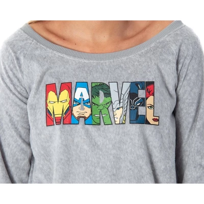 Marvel Comics Women's Avengers Heroes Long Sleeve Pullover Sleep Shirt Top 1 Marvel Comics Women's Avengers Heroes Long Sleeve Pullover Sleep Shirt Top