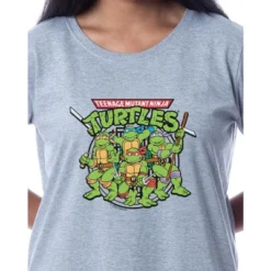 Teenage Mutant Ninja Turtles Women's Nightgown Sleep Pajama Shirt Grey