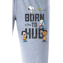 Peanuts Womens' Snoopy Charlie Brown Born To Hug Sleep Pajama Pants Grey