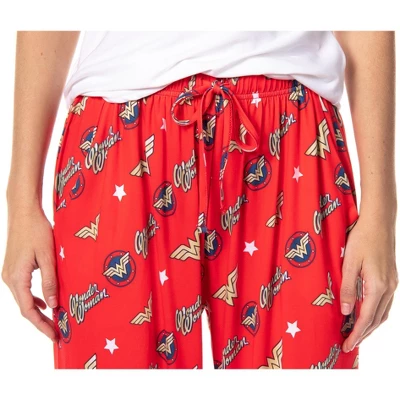 DC Comics Womens' Wonder Woman Classic Character Symbol Pajama Pants Red 2 DC Comics Womens' Wonder Woman Classic Character Symbol Pajama Pants Red - Image 2