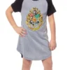 Harry Potter Girls' Wizarding World Hogwarts Crest Sleep Pajama Nightgown Grey