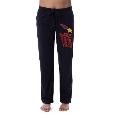 DC Womens' Wonder Woman Classic Star Stripe Logo Sleep Pajama Pants Black 3 DC Womens' Wonder Woman Classic Star Stripe Logo Sleep Pajama Pants Black - Image 3