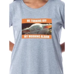 Star Wars Womens' The Mandalorian Funny Baby Yoda Nightgown Sleep Pajama Grey