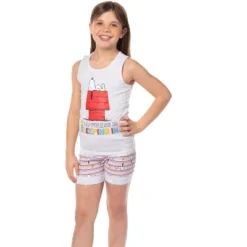 Peanuts Girls' Snoopy Happiness Is Sleeping In Pajama Set Tank Top Shorts Grey -Pure Wear Store GUEST fea04d2c 7f02 4548 a31b 5620ff09ec1b