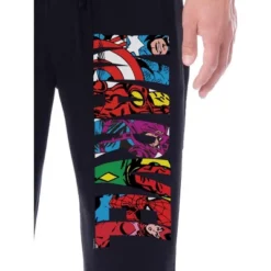 Marvel Comics Mens' The Avengers Vintage Superhero Sleep Pajama Pants Black